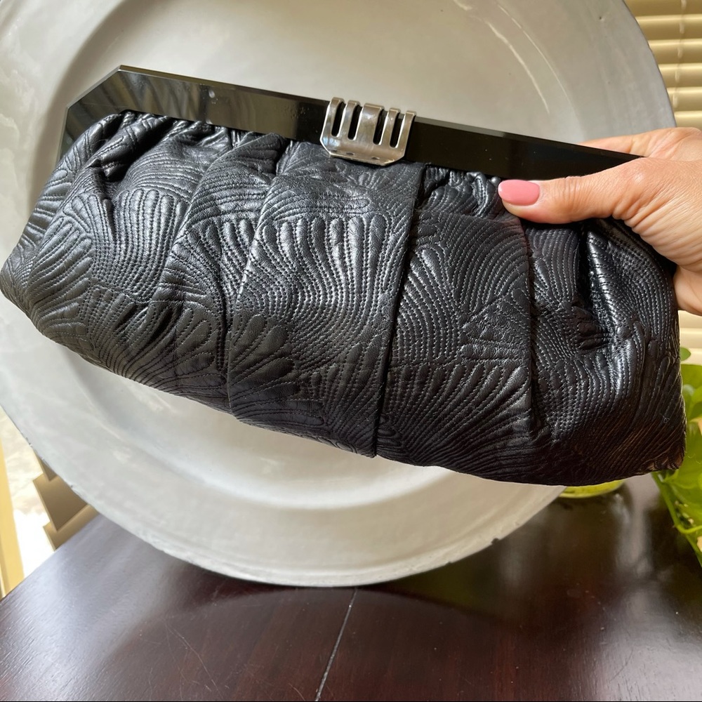 Marni black leather embroidered frame clutch - Picture 4 of 11